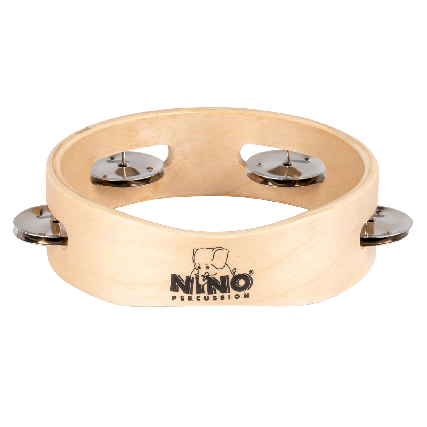 NINO Percussion Single Row Wood Tambourine - 6” Natural