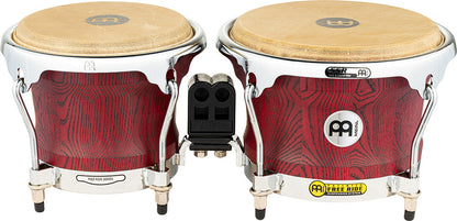 MEINL Percussion Woodcraft Serie Wood Bongo 7" Macho & 8 1/2" Hembra - Vintage Red/Chrome HW