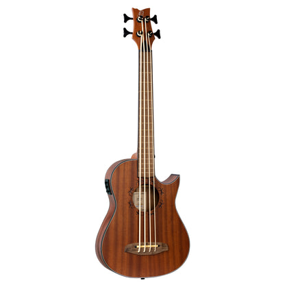 ORTEGA Lizard Serie Short Scale Fretless Uke Bass 4 String - Solid Mahogany Natural + Bag