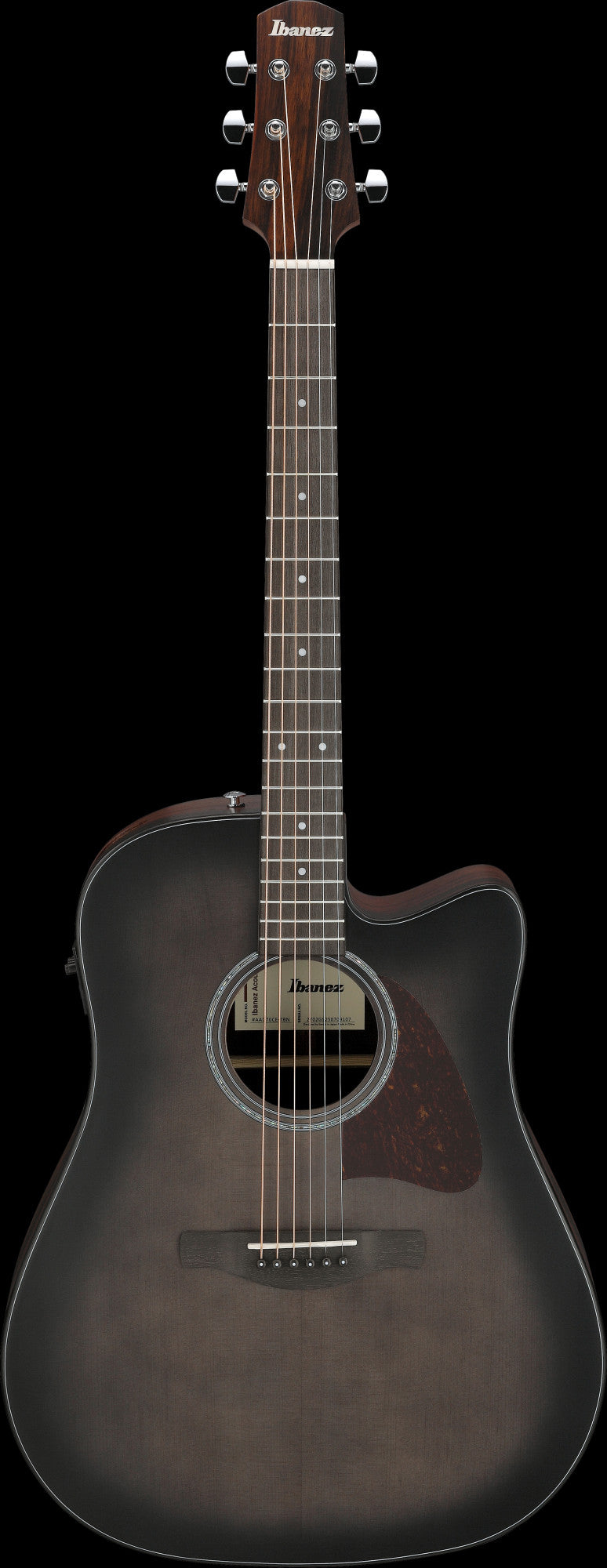 IBANEZ Advanced Acoustic AAD Acoustic Guitar 6-String - Transparent Charcoal Burst Top Natural Open Pore Back & Sides