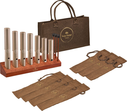 MEINL Sonic Energy 7-piece Wah-Wah Tube Chakra Set, 432 Hz, Champagne gold