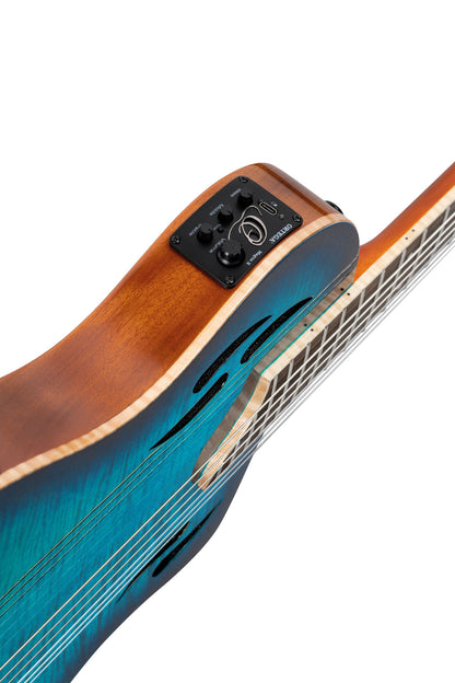 ORTEGA TourPlayer DeLuxe Nylon String Guitar 6-String - Flamed Maple Blue + Gig Bag