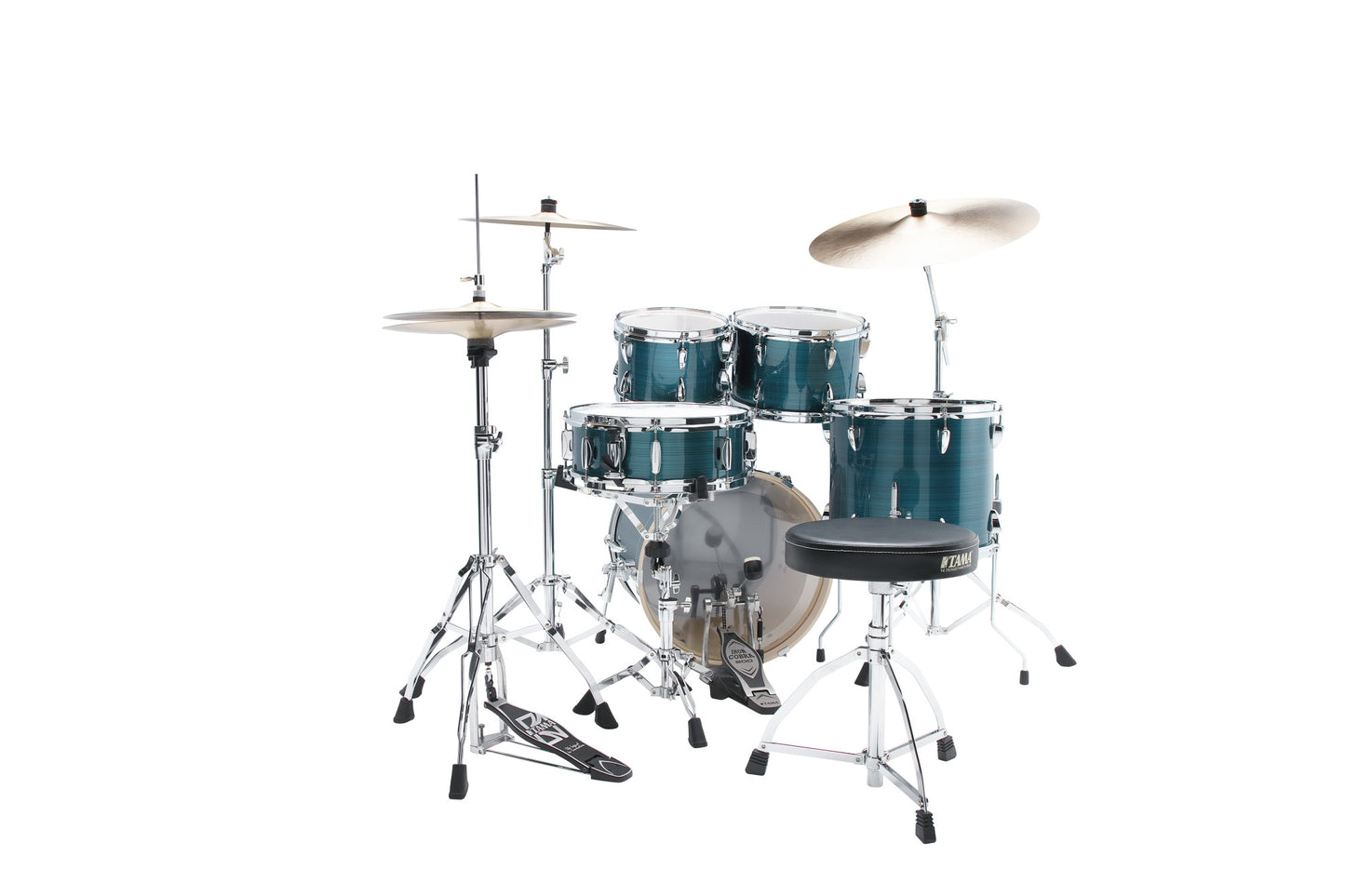 TAMA Imperialstar Drum Set 5 pcs - Hairline Blue/Chrome HW + MEINL Cymbals HCS Cymbal Kit/Stage Master Double-Braced Hardware Kit