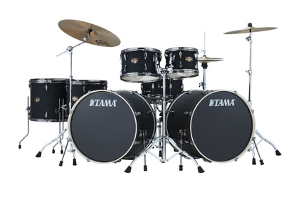 TAMA Imperialstar Drum Set 7 teilig - Blacked Out Black / Black Nickel HW + MEINL Cymbals HCS Cymbal Kit