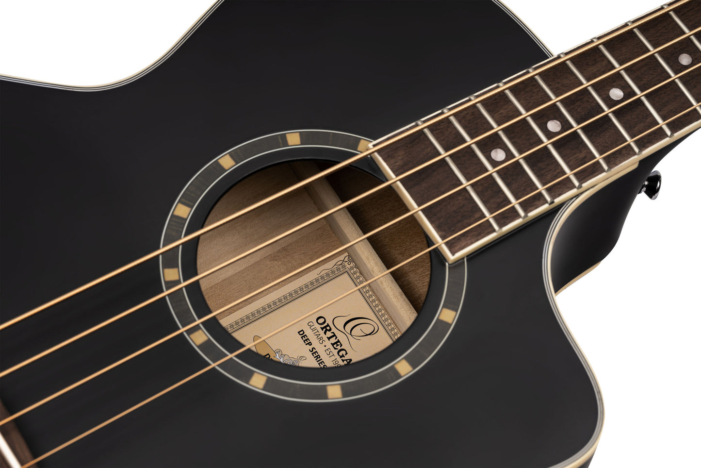 ORTEGA Deep Series 7 Medium Scale Acoustic Bass 4 String - Spruce / Mahogany Satin Black