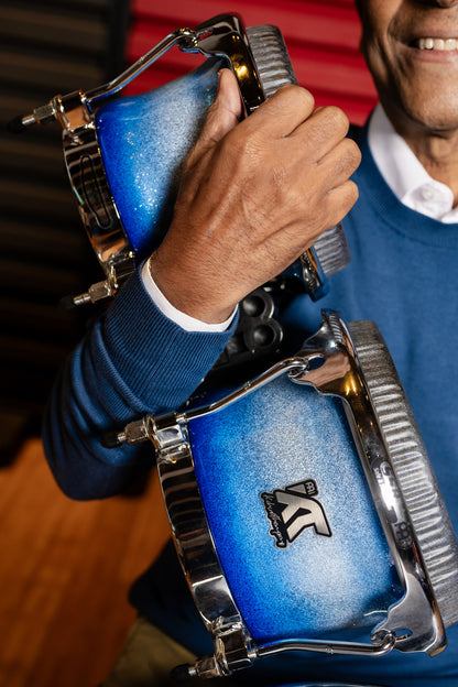 MEINL Percussion Artist Series Bongo William "Kachiro" Thompson, REMO® Black Calfskin Skyndeep Heads - 7" & 8 1/2" Electric Sky