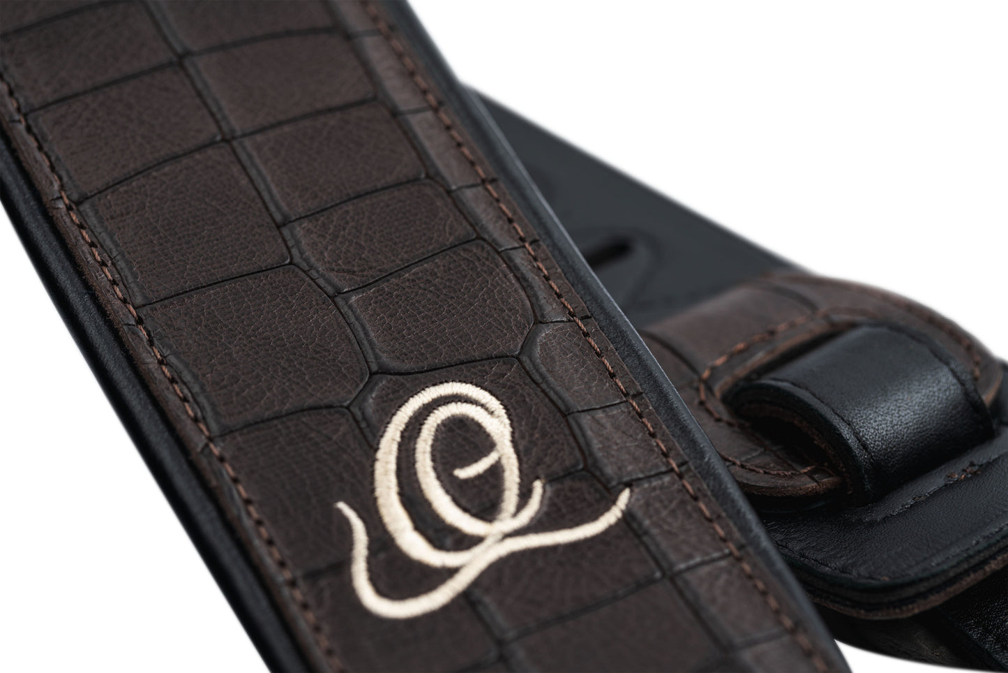 ORTEGA Echtledergitarrengurt - Dark Brown Croco
