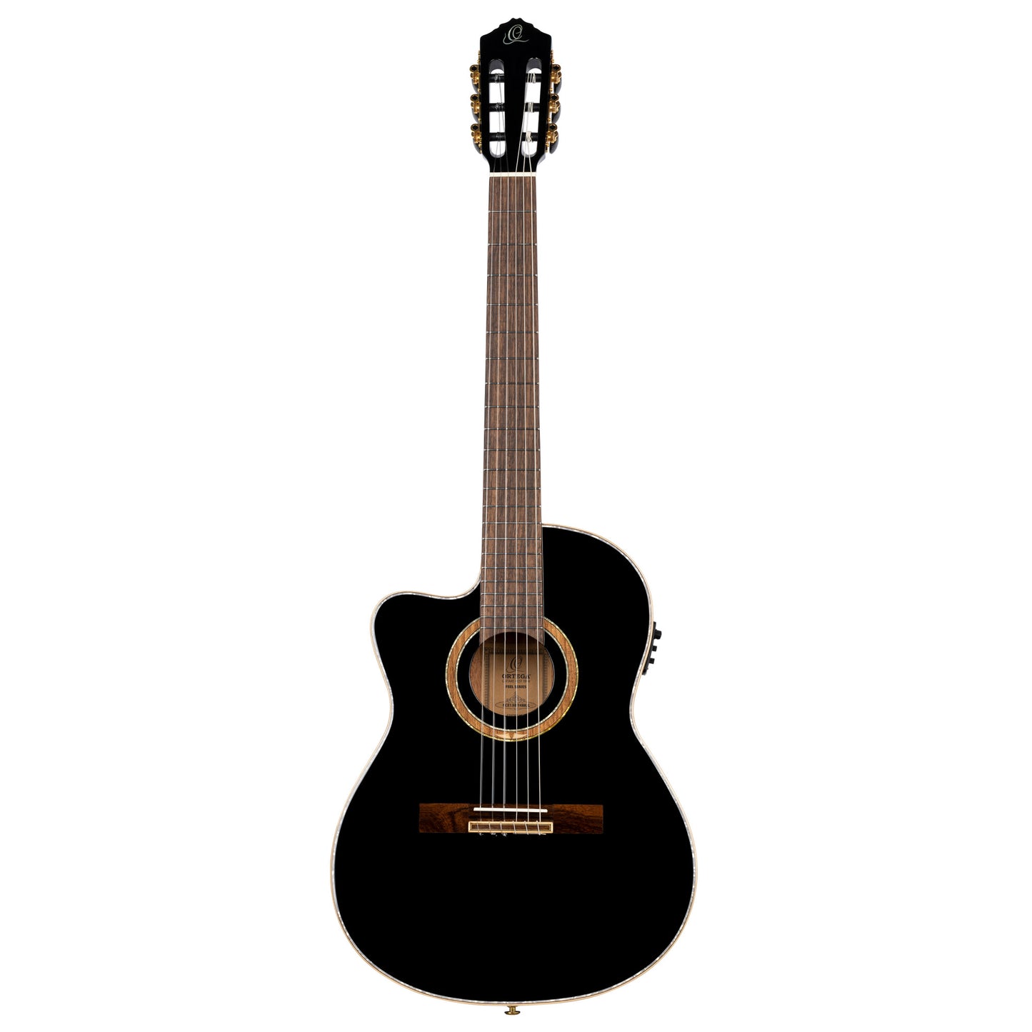 ORTEGA Performer Series 4/4 Thinline Konzertgitarre 6-String Lefty - Black + Gigbag