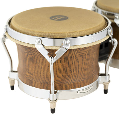 MEINL Percussion Woodcraft Series Wood Bongo 7" Macho & 9" Hembra - Zebra Finished Ash/Chrome HW