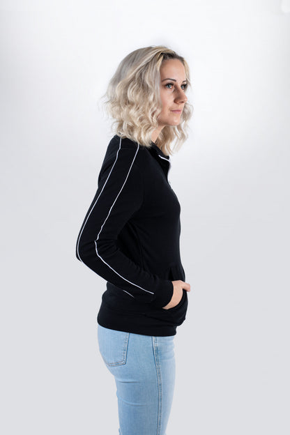 TAMA Trainingsjacke in schwarz mit Logo auf der linken Brust