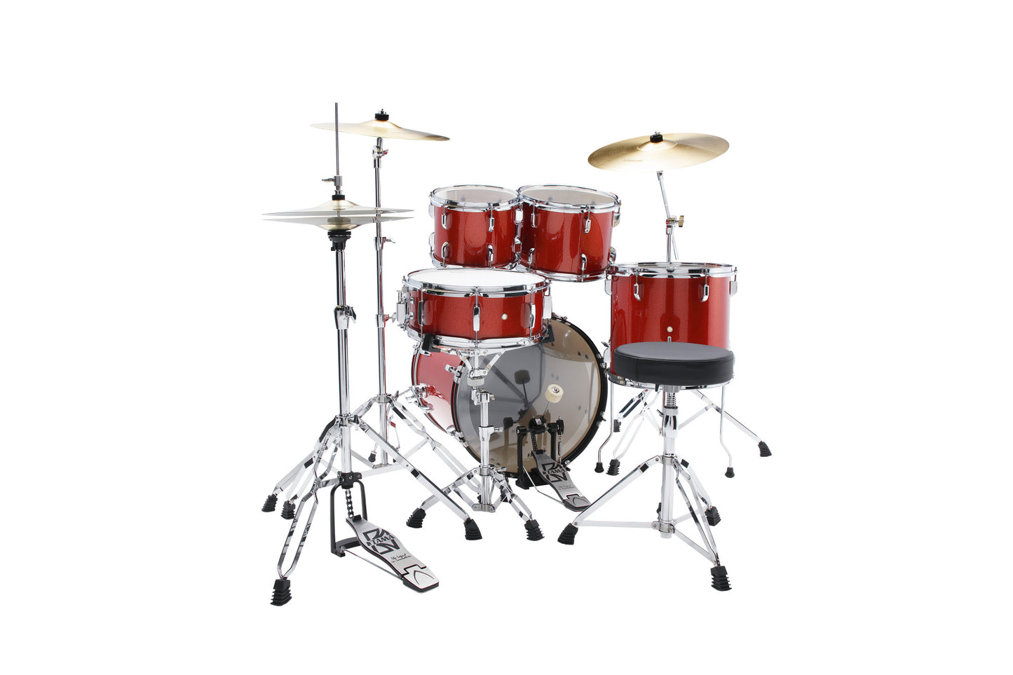 TAMA Stagestar Drum Set 5 teilig (20" BD) - Candy Red Sparkle/Chrom HW + MEINL Cymbals BCS Cymbal Set