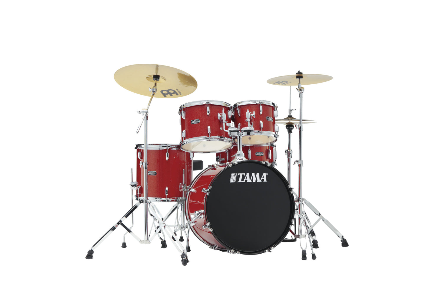 TAMA Stagestar Drum Set 5 teilig (20" BD) - Candy Red Sparkle/Chrom HW + MEINL Cymbals BCS Cymbal Set