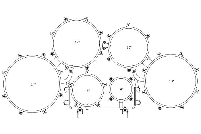 TAMA Fieldstar Rudiment Marching Tenor Drum large sextet (Corps-Depth) 6" / 8" / 10" / 12" / 13" / 14" - Molten Dark Raspberry Fade/Chrome HW