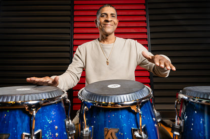 MEINL Percussion Artist Series William Kachiro Tumba 12 1/2" /REMO® Black Calfskin Skyndeep Heads - Blue Wave