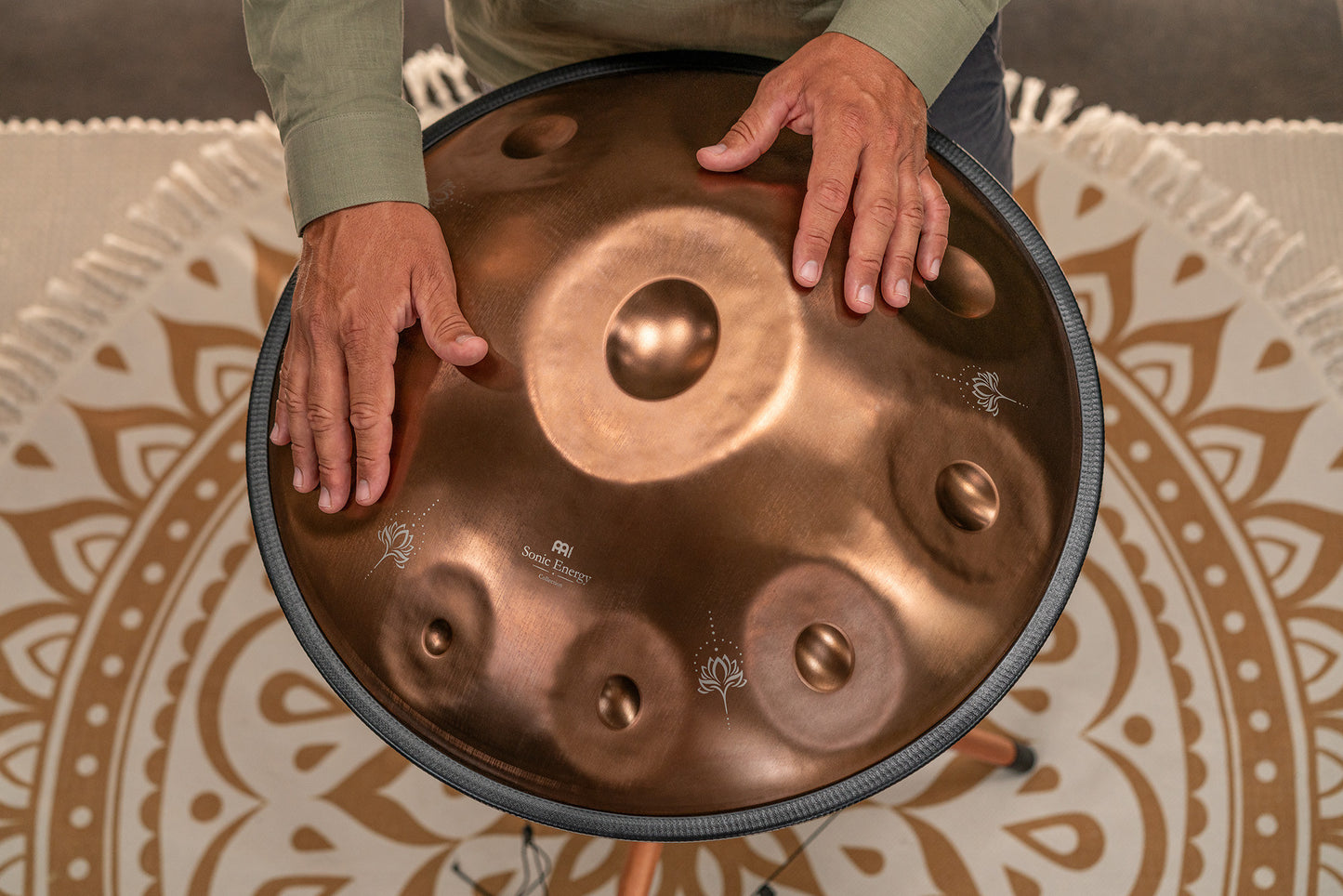 MEINL Sonic Energy Sensory Handpan, Stainless Steel, E La Sirena, 10 Notes, 432 Hz, Vintage copper, Engraved design