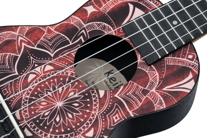 KEIKI K2 Serie Superscale Sopran Ukulele Set - Agathis / Red Kaleidoscope