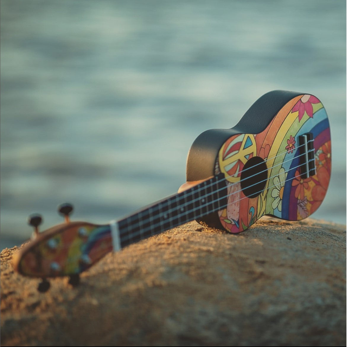 KEIKI K2 Serie Sopran Ukulele Set - Agathis / Peace '68"