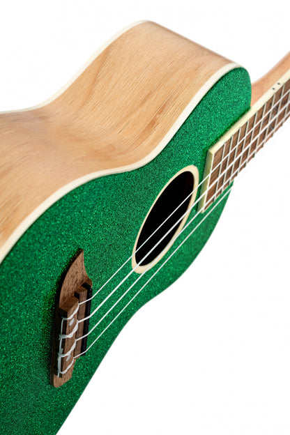 ORTEGA Element Serie Konzert Ukulele 4 String - Spruce / Catalpa Metallic Green + Bag