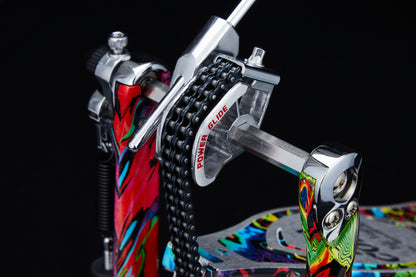 TAMA 50th Limited Iron Cobra Power Glide Twin Pedal - Marble Psychedelic Rainbow Finish