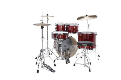 TAMA Imperialstar Drum Set 5 teilig - Burnt Red Mist/Chrom HW + MEINL Cymbals HCS Cymbal Kit/Stage Master Double-Braced Hardware Kit