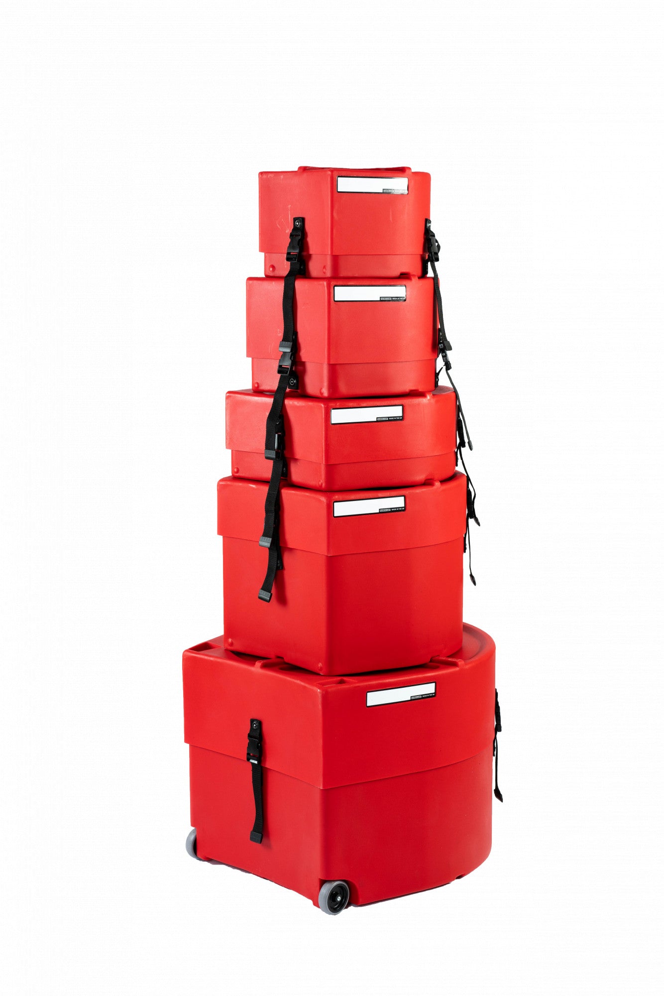 HARDCASE Fusion Case Set 2 - 20“ Bass Drum, 10“ Tom, 12“ Tom, 14“ Floor Tom, 14“ Snare Drum - Red / komplett gepolstert
