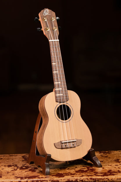 ORTEGA Timber Series Soprano Ukulele 4 String - Solid Cedar / Walnut Natural + Bag
