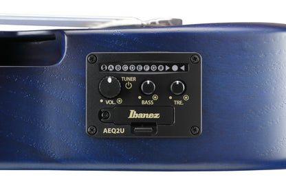 IBANEZ AU Piccolo Gitarre 6-String - Transparent Blue Sunburst Open Pore + Gigbag