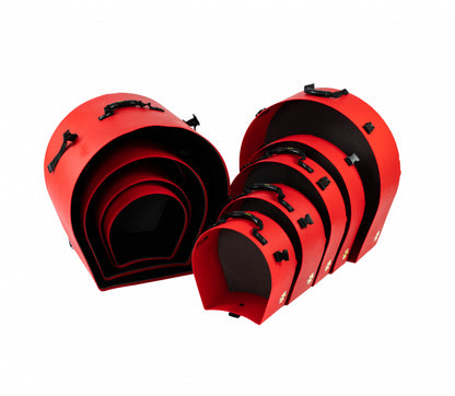 HARDCASE Rock/Fusion Case Set - 22“ Bass Drum, 10“ Tom, 12“ Tom, 16“ Floor Tom, 14“ Snare Drum - Red / komplett gepolstert