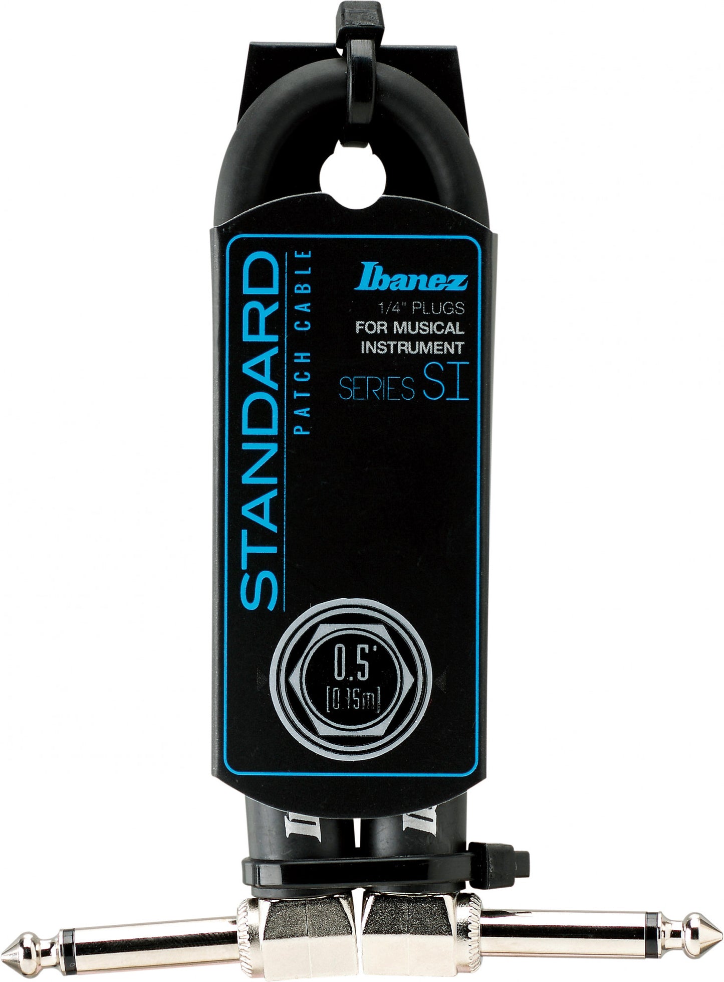 IBANEZ SI Serie (Standard) Instrumentenkabel - 2 abgewinkelte Stecker Patch Kabel Klinke/Klinke - Klinke, Schwarz - 0,15 m / 0,5 ft