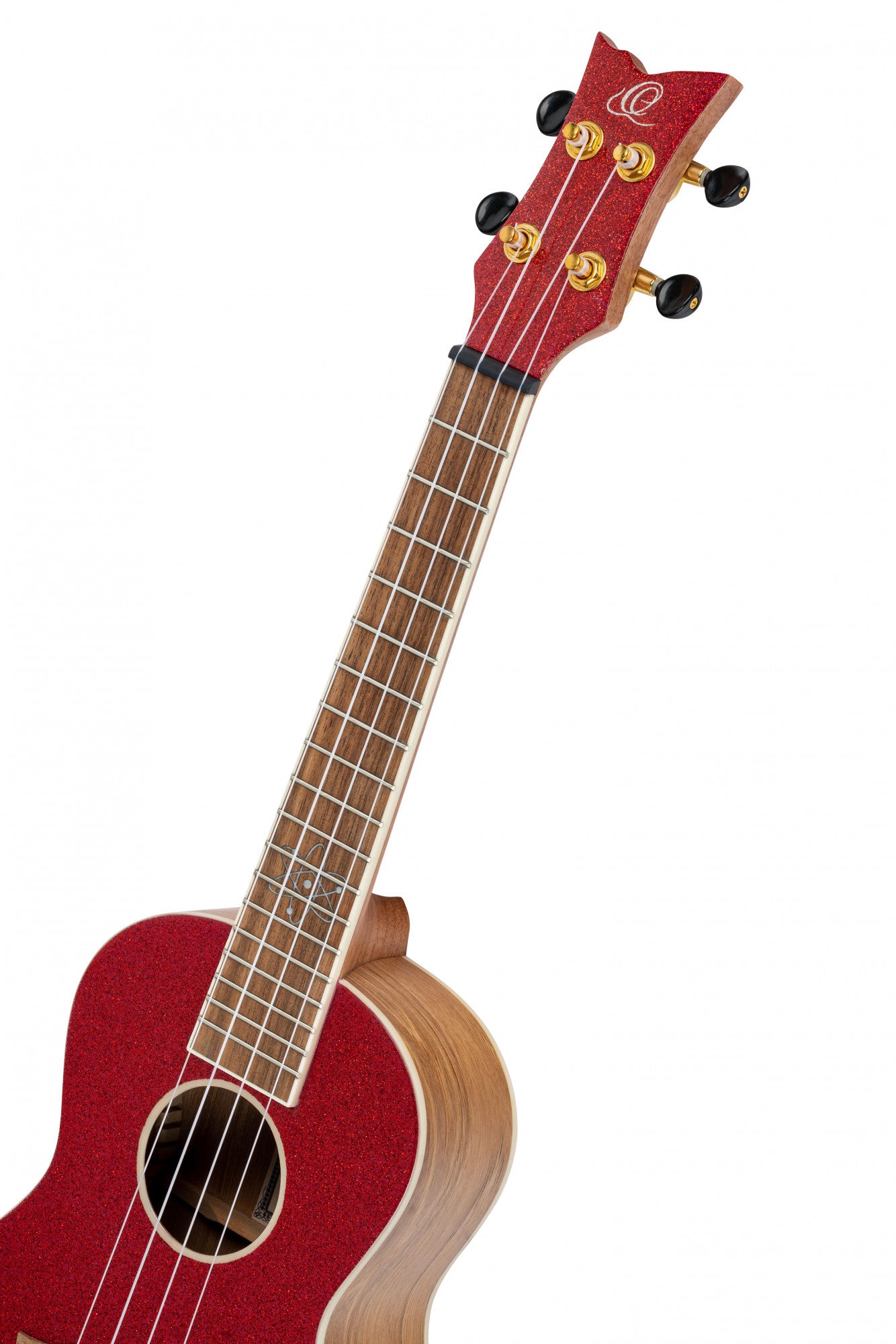 ORTEGA Element Serie Konzert Ukulele 4 String - Spruce / Catalpa Metallic Red + Bag