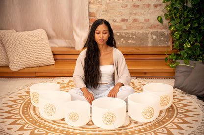 MEINL Sonic Energy Solfeggio Crystal Singing Bowl Set 6 pcs - Ut 396 Hz/Re 417 Hz/Mi 528 Hz/Fa 639 Hz/Sol 741 Hz/La 852 Hz