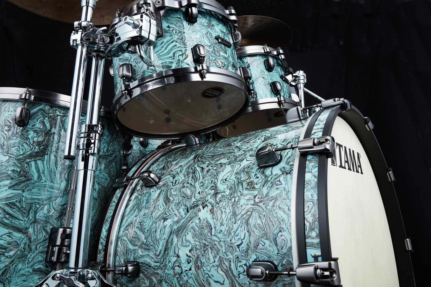 TAMA Starclassic Maple Duracover Wrap Shell Kit 4 teilig - Sky Blue Swirl/Smoked Black Nickel HW
