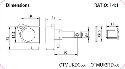 ORTEGA Die-Cast Ukulele Tuning Machines - Gold