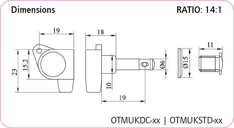 ORTEGA Die-Cast Ukulele Tuning Machines - Gold