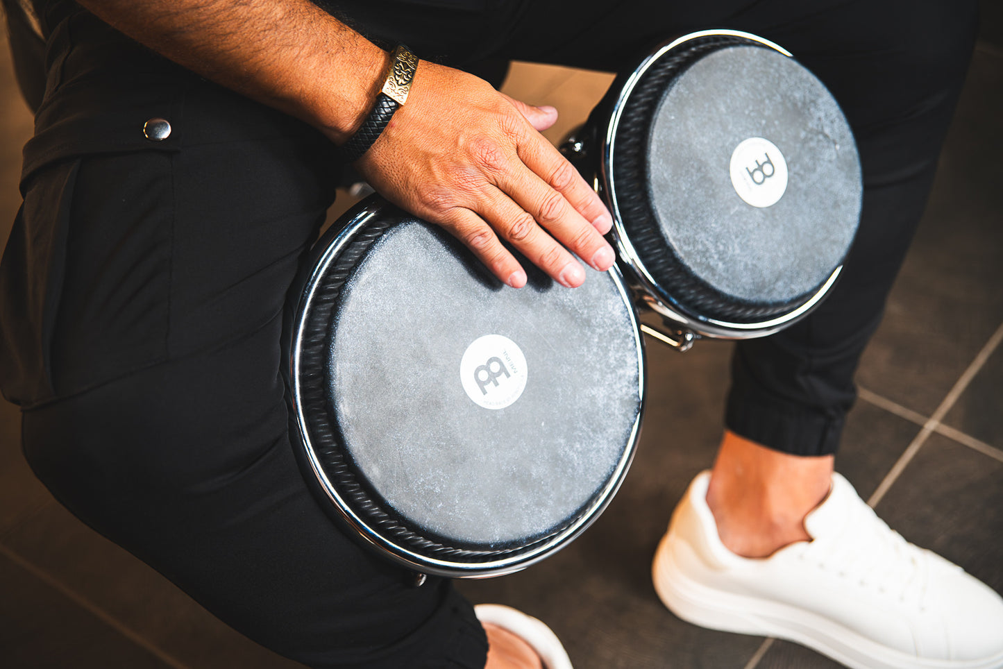MEINL Percussion Artist Series Bongo Diego Galé, REMO® Black Calfskin Skyndeep Heads  - 7" & 8 1/2" Midnight Star