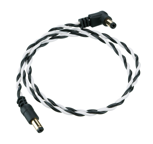 IBANEZ Verdrilltes DC-Kabel Schwarz-Weiß, Länge: 24“ Gerader und gewinkelter Stecker