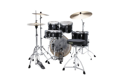 TAMA Imperialstar Drum Set 5 pcs - Hairline Black/Chrome HW + MEINL Cymbals HCS Cymbal Kit/Stage Master Double-Braced Hardware Kit