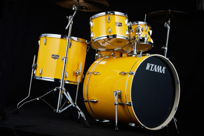TAMA Imperialstar Drum Set 5 pcs - Electric Yellow/Chrome HW + MEINL Cymbals HCS Cymbal Kit/Stage Master Double-Braced Hardware Kit