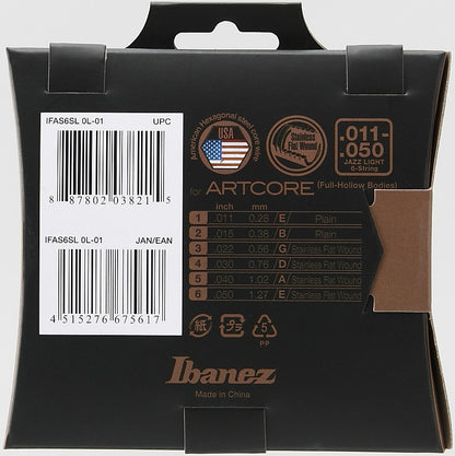 IBANEZ Saiten Set für Artcore 6 String E-Gitarre - Jazz Light
