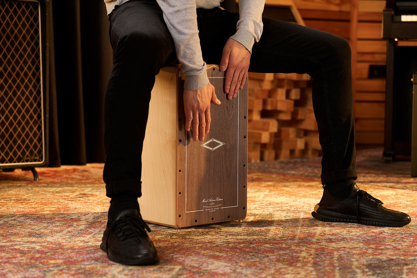 MEINL Percussion Artisan Edition Series String Cajon Tango Line - Grey Eucalyptus