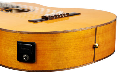 ORTEGA Family Series Pro 4/4 Konzertgitarre 6 String Lefty - Massive Fichte / Cypress Gloss Stain Yellow + Bag