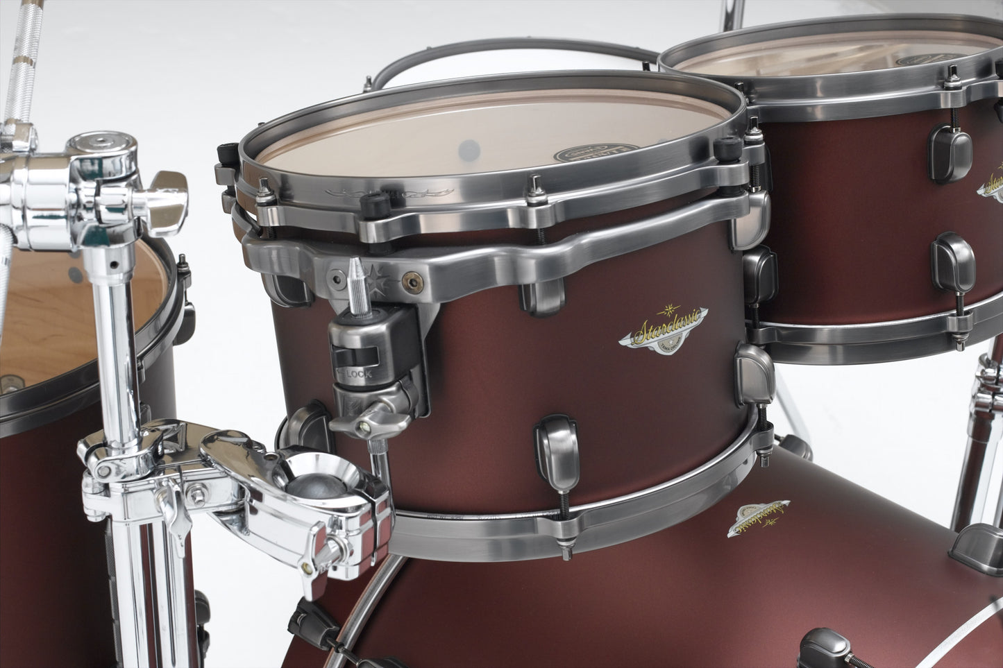 TAMA Starclassic Maple Lacquer Rack Tom 10" x 8" - Flat Burgundy Metallic/Smoked Black Nickel HW