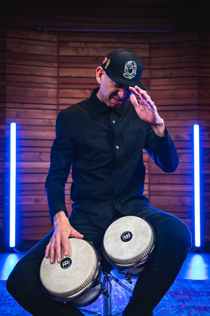 MEINL Percussion Artist Series Bongo Roberto Serrano, REMO® Fiberskyn Heads - 7" & 8 1/2" Pearl White