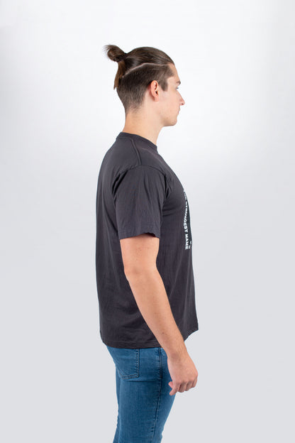 TAMA T-Shirt in dunkelgrau mit Logo und "The Strongest Name" Schriftzug auf der Brust