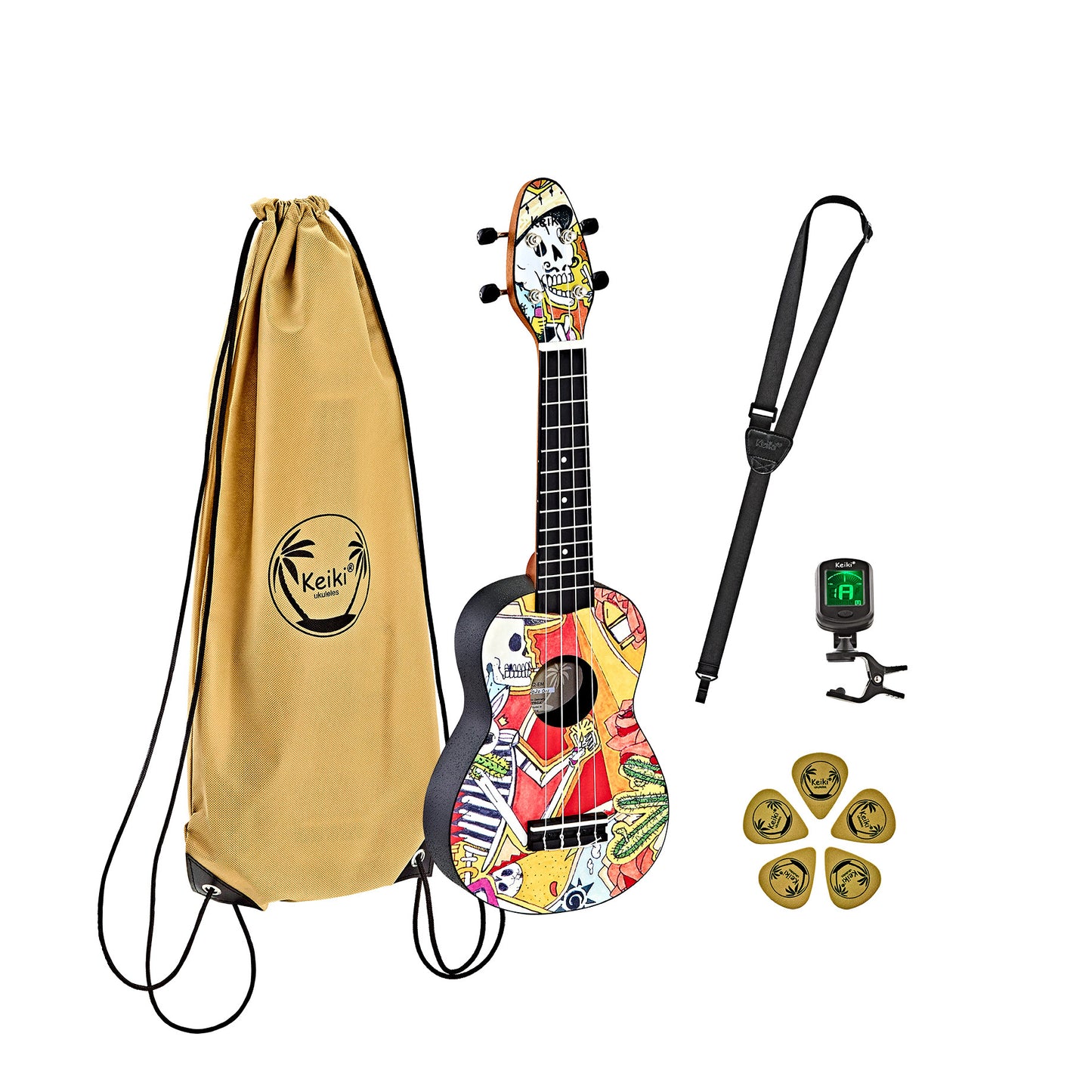 KEIKI K2 Serie Sopran Ukulele Set - Agathis / El Muerto"