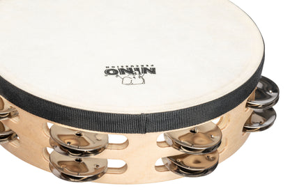 NINO Percussion Double Row Headed Wood Tambourine - 8” Natural