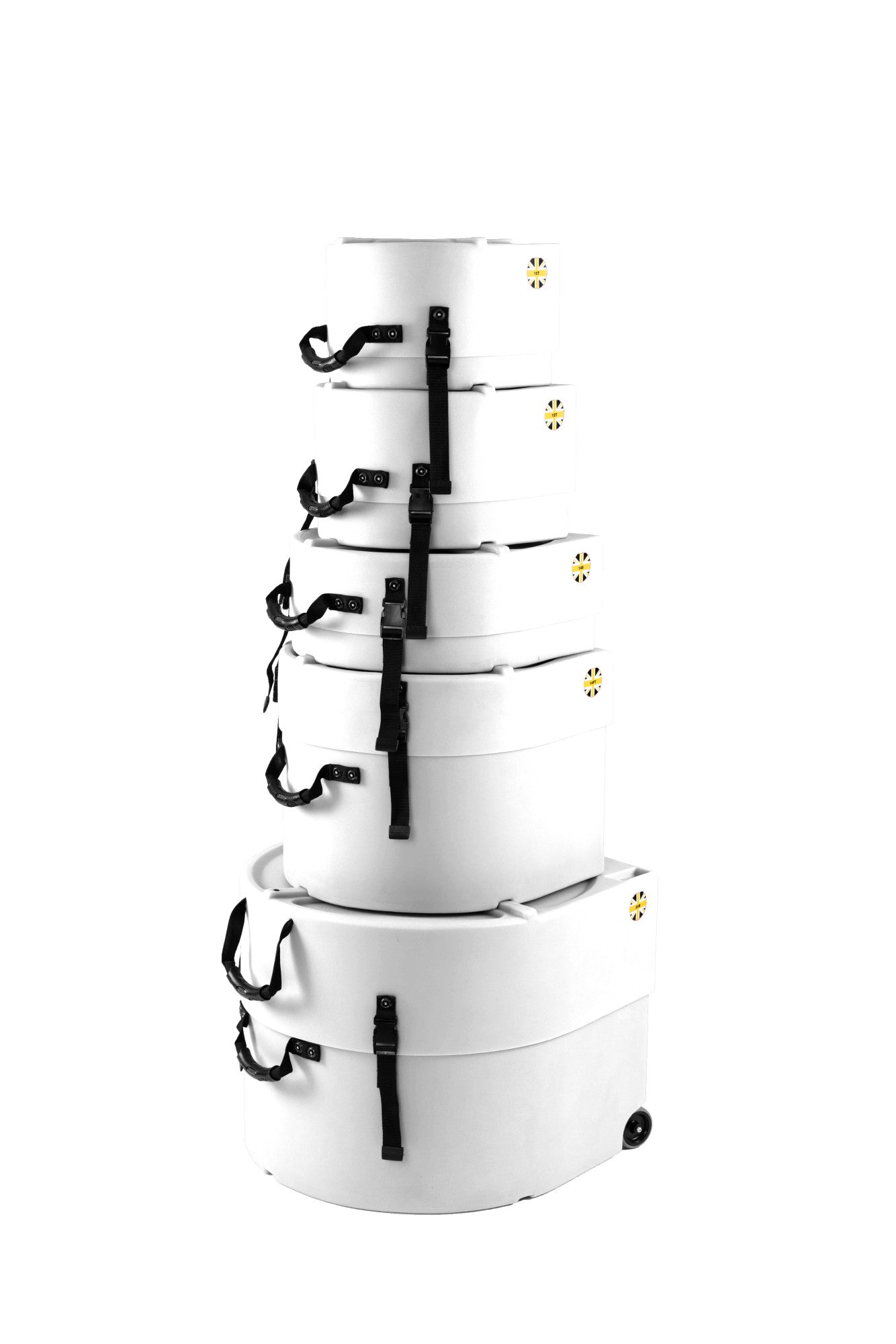 HARDCASE Fusion Case Set 2 - 20“ Bass Drum, 10“ Tom, 12“ Tom, 14“ Floor Tom, 14“ Snare Drum - White / komplett gepolstert