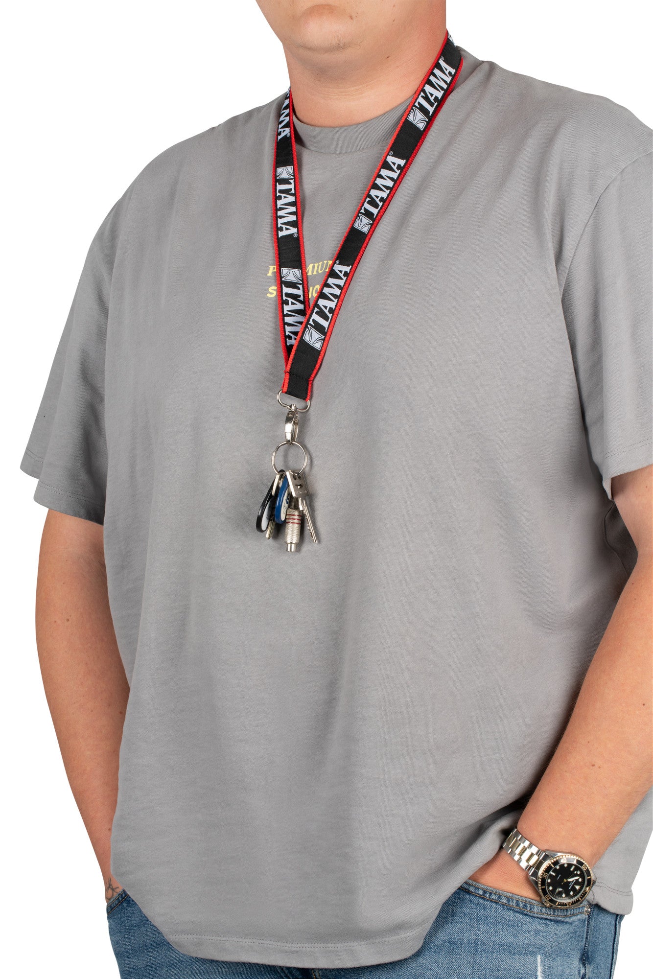 TAMA Lanyard - Rot/Schwarz mit weißem Logo