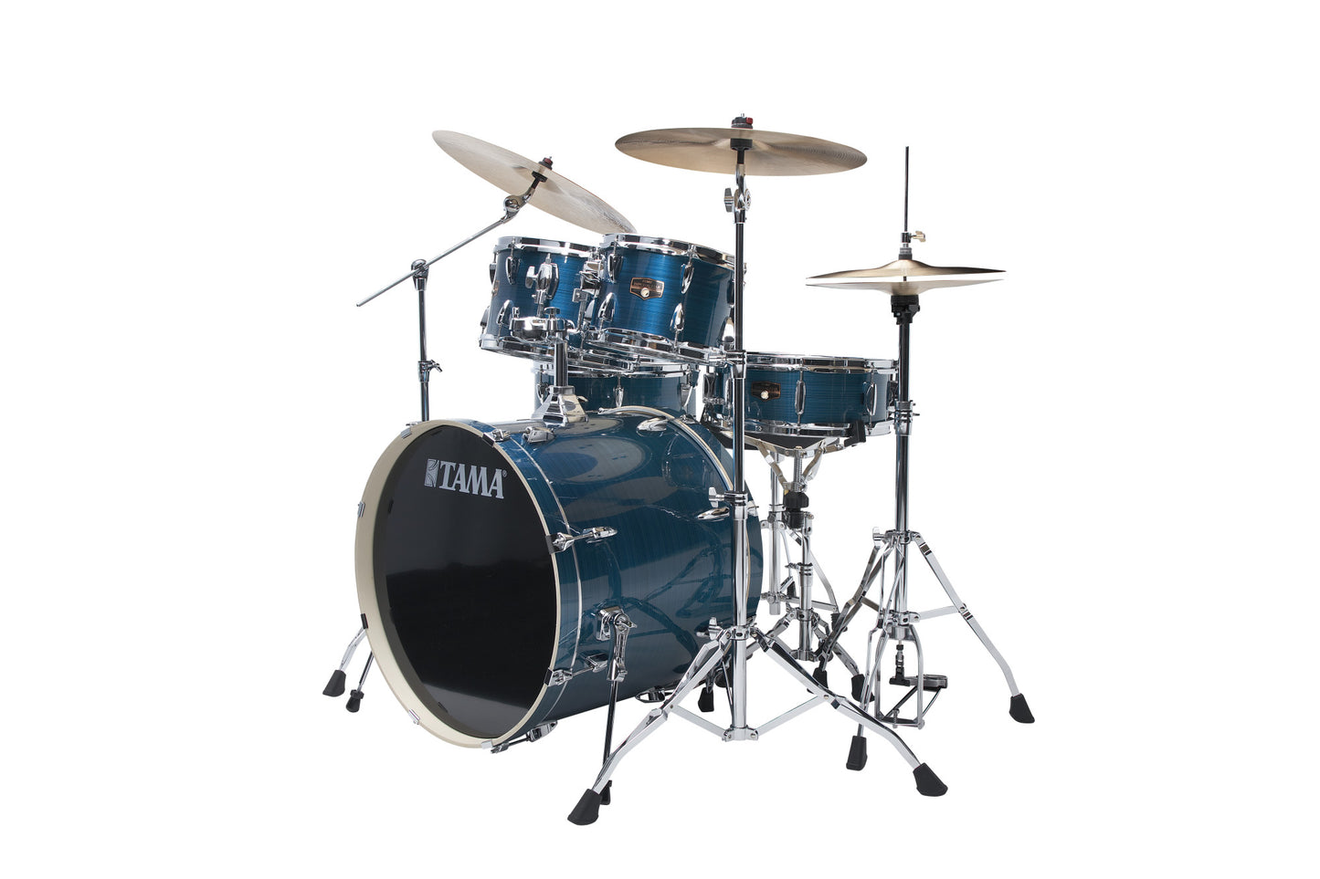 TAMA Imperialstar Drum Set 6 pcs - Hairline Blue/Chrome HW + MEINL Cymbals HCS Cymbal Kit/Stage Master Double-Braced Hardware Kit