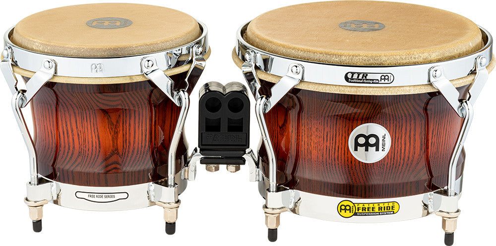 MEINL Percussion Woodcraft Series Wood Bongo 7" Macho & 9" Hembra - Antique Mahogany Burst/Chrome HW